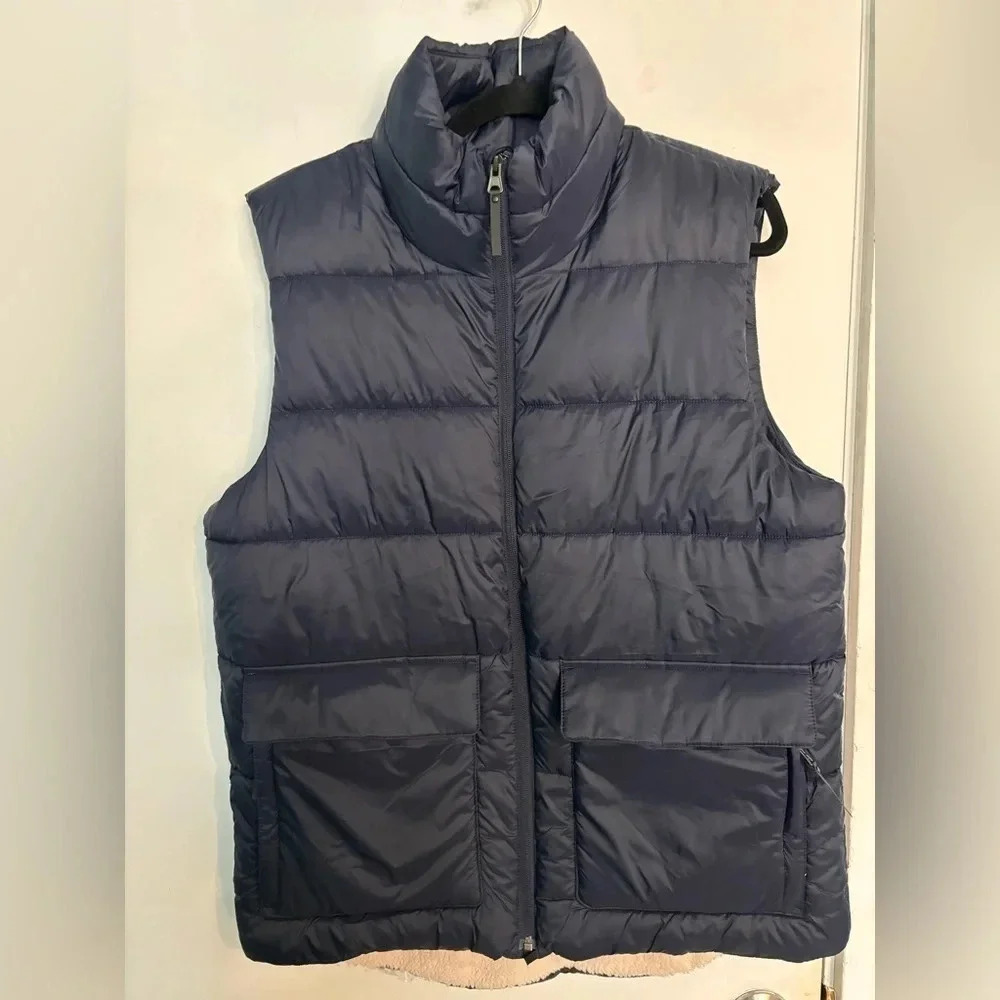 Amazon Essentials Mens Navy Faux Sherpa Lined‎ Puffer Vest Size Medium